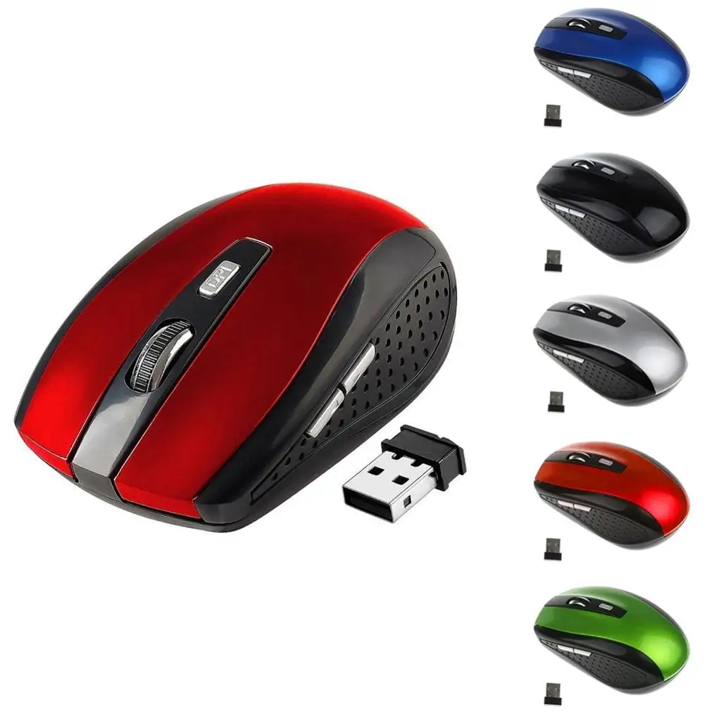 2.4ghz Wireless 6 Button Optical Mouse USB Receiver Mini ABS Silent Click for Desktop Notebook Home Use