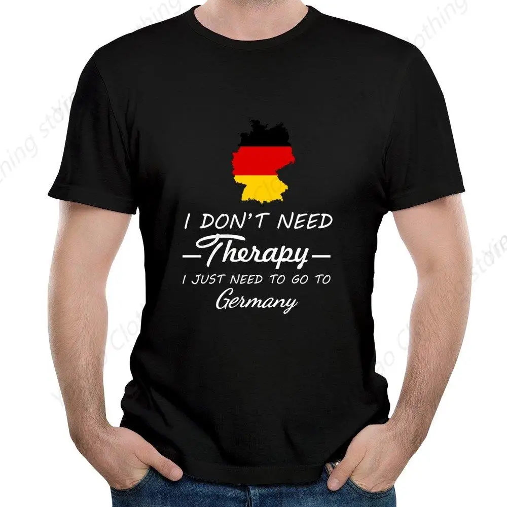 

Men'S Clothing I Don'T Need Treatment Just Go To Germany For A T-Shirt Black Fun Cool Printed Shirt Pure Cotton