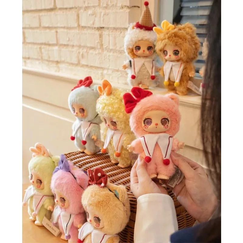 Kawaii Curly Cat Plush Doll Blind Box Multiple Color Big Bow Design Fluffy Collectible Mini Figure Desktop Display Toy Gift - view 5