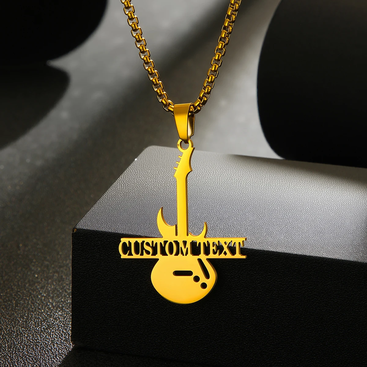 Customized Name Guitar Necklace For Women Stainless Steel Jewelry Personalised Nameplate Pendant Music Necklace Christmas Gift