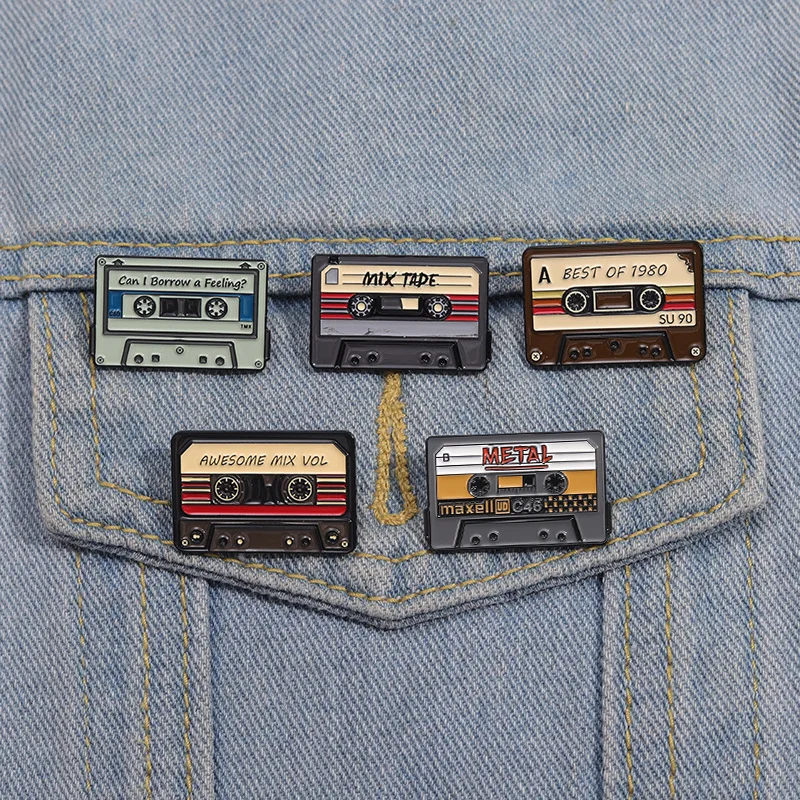 80's Tape Recording Enamel Pins Retro Best Of 1980 Mix Tape Punk Metal Brooch Wholesale Lapel Badge Accessories Gift for Friends