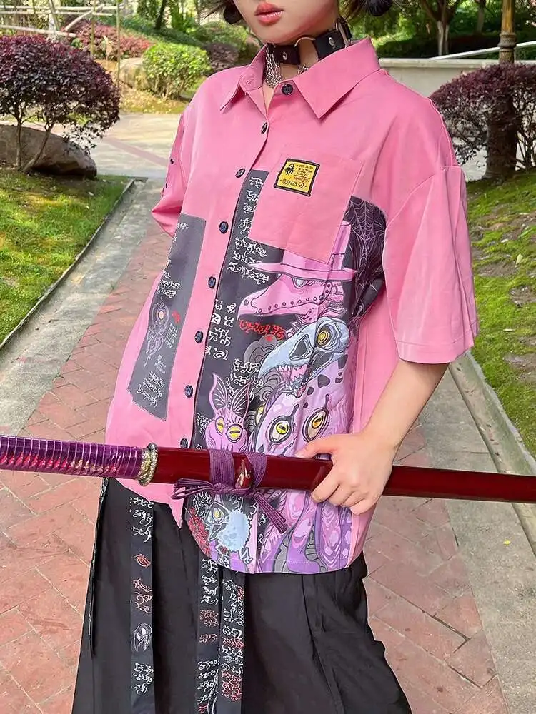 Nieuwe Chinese stijl nationale stijl Han Elements Sweet Cool T-shirt Shirt Zomer revers Tops Los en comfortabel