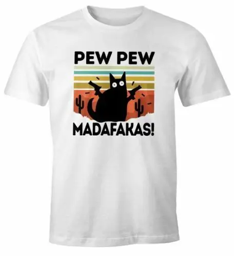 Herren T-Shirt Madafakas! schwarze Katze Fun-Shirt Spruch Meme lustig