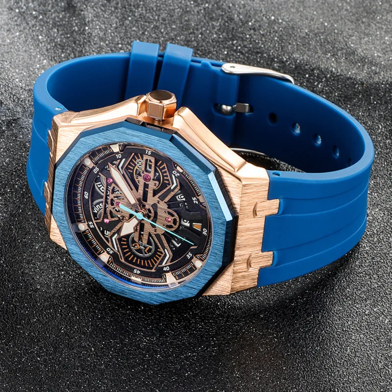 

Luxury Quartz Watch Gifts for Men 3D Diamond Dial Skeleton Wristwatches Luminous Hands Clock Relogio Masculino Valentine's Day