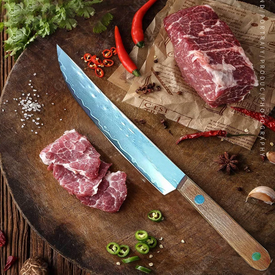 Küchenmesser aus Damaststahl, 67-lagig, geschmiedetes Steakmesser, Obstschälmesser, Utility-Ausbeinmesser, Kochmesser und Zubehör
