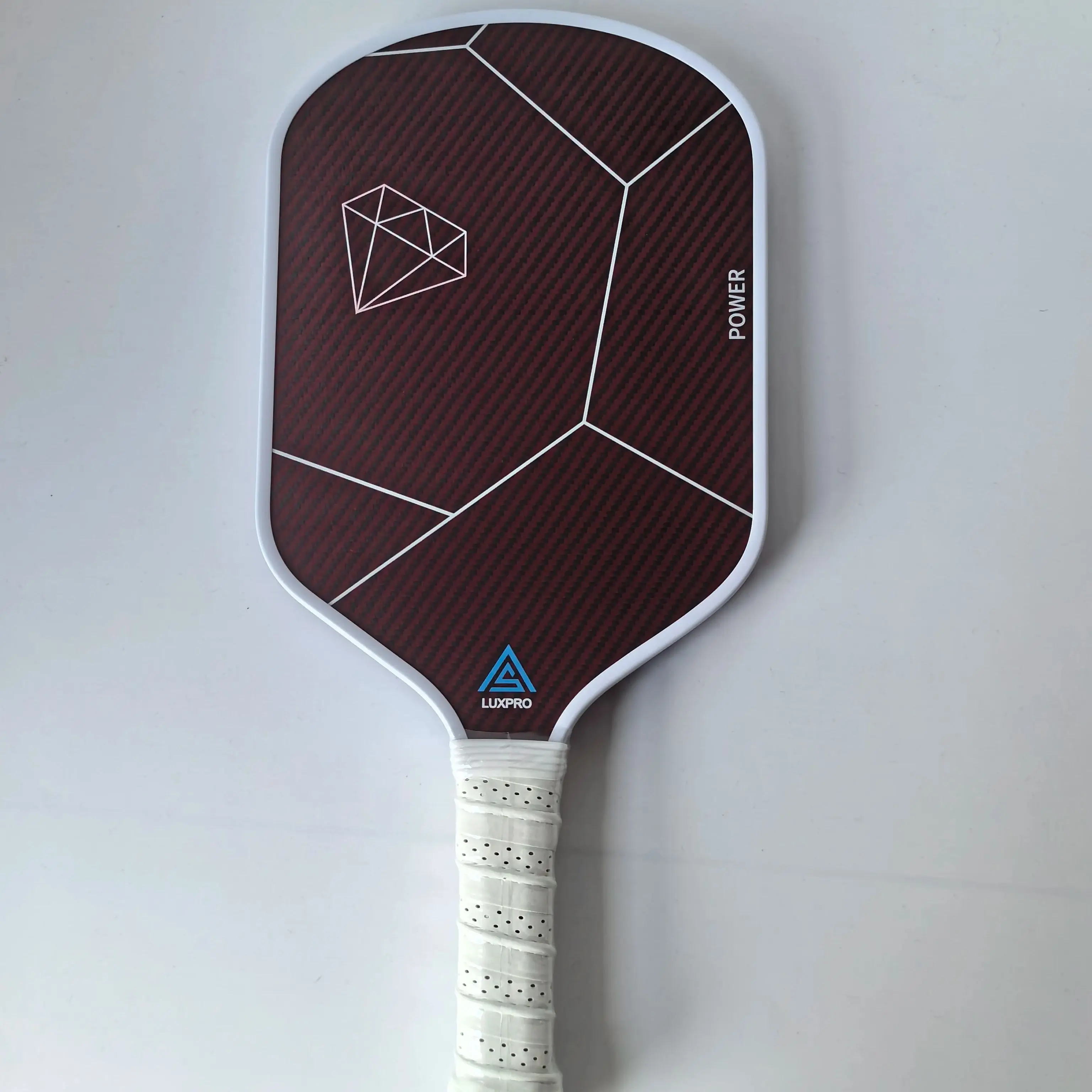 Paleta de pickleball de fibra de carbono y Kevlar rojo, 16mm con superficie giratoria de grano alto, mango alargado, novedad de 2024