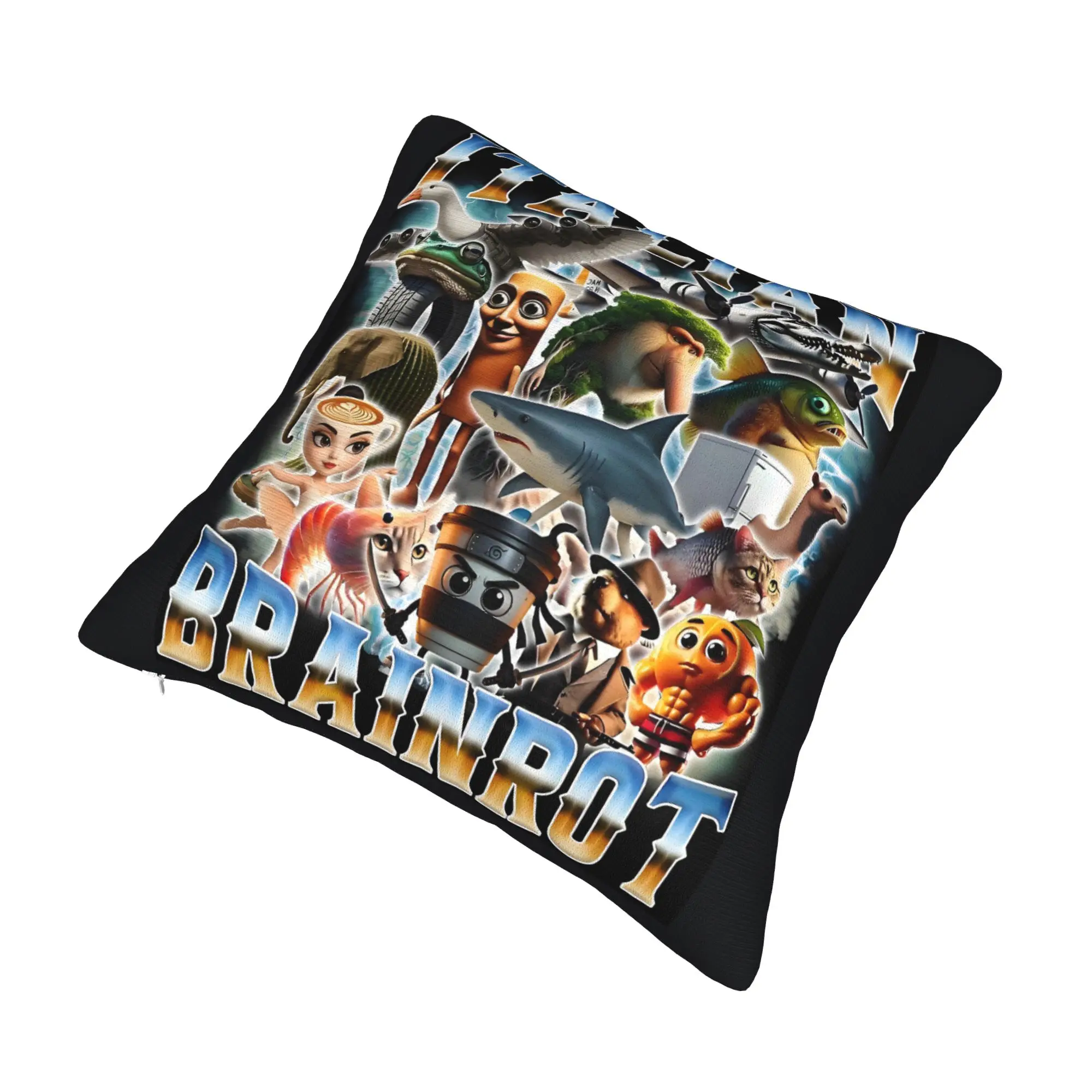 Brainrot Meme Pillow Case 40x40cm Home Decoration Funny Chaos  Modern Cushion Cover Car Pillowcase