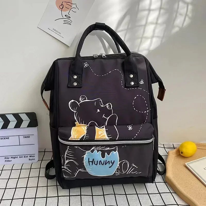 Disney Winnie The Pooh Women Backpack Student  Fashion Cartoon Print Multi-function Large Capacity SchoolBag Mother and Baby Bag