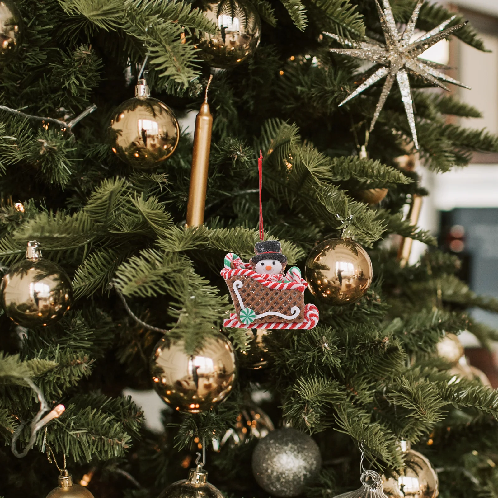 

Christmas Hanging Decor Sleigh Polymer Clay Rustic Sleigh Ornament Xmas Tree Decoration Party Hanging Indoor Decoration