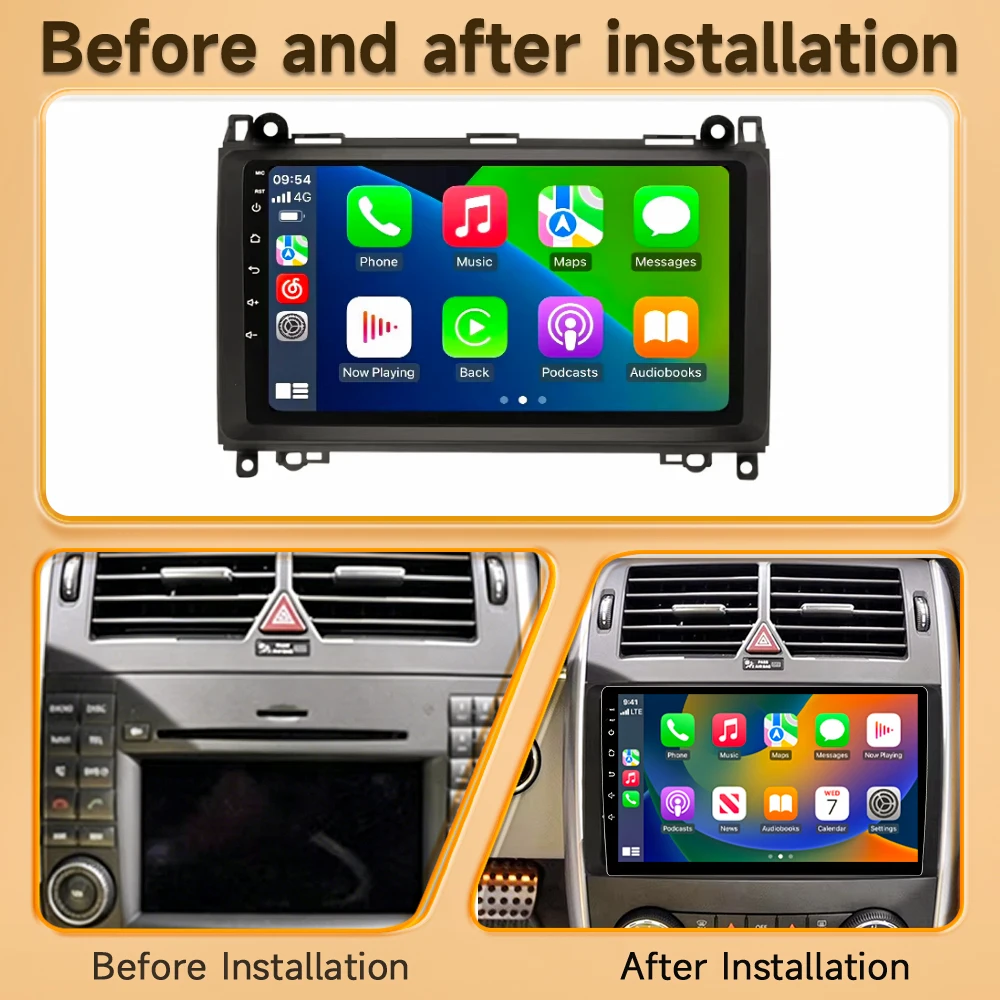 Car Radio For Mercedes Sprinter Benz B200 Vito W639 Viano B Class W169 W245  Wireles Carplay Android Auto Intelligent Car System