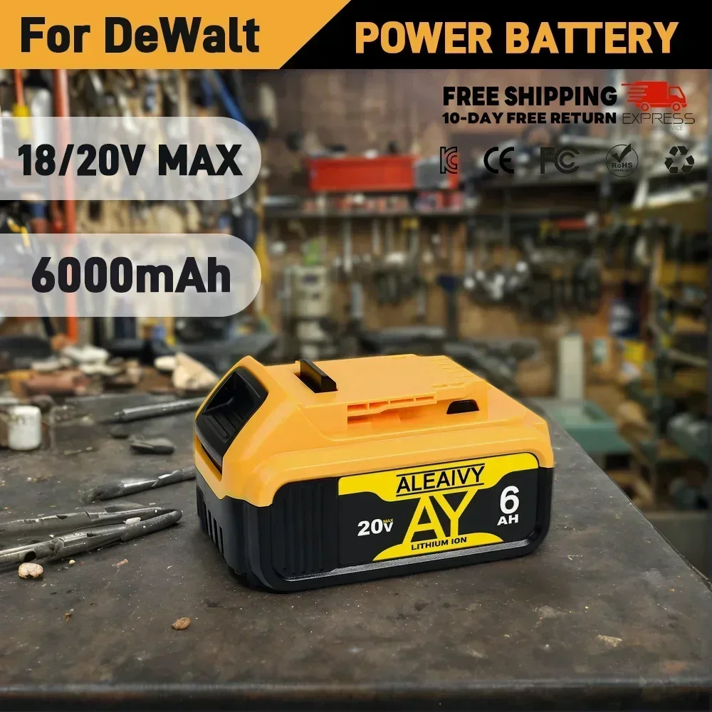 

10C Discharge Rate 6Ah Battery with BMS: Replacement for DEWALT 20V MAX DCB200, DCB184 & DCD785C2 Tools