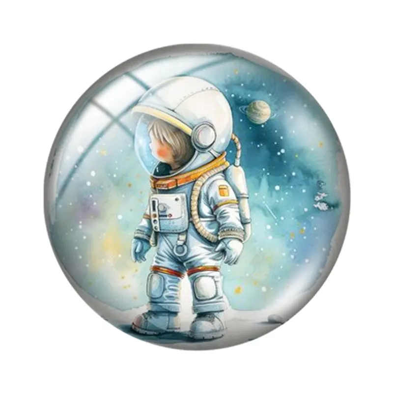 Watercolor Astronaut Space 12/18/20/25mm Glass Cabochon Bracelet Pendant Rings for Jewelry Demo Earrings Back Making Findings