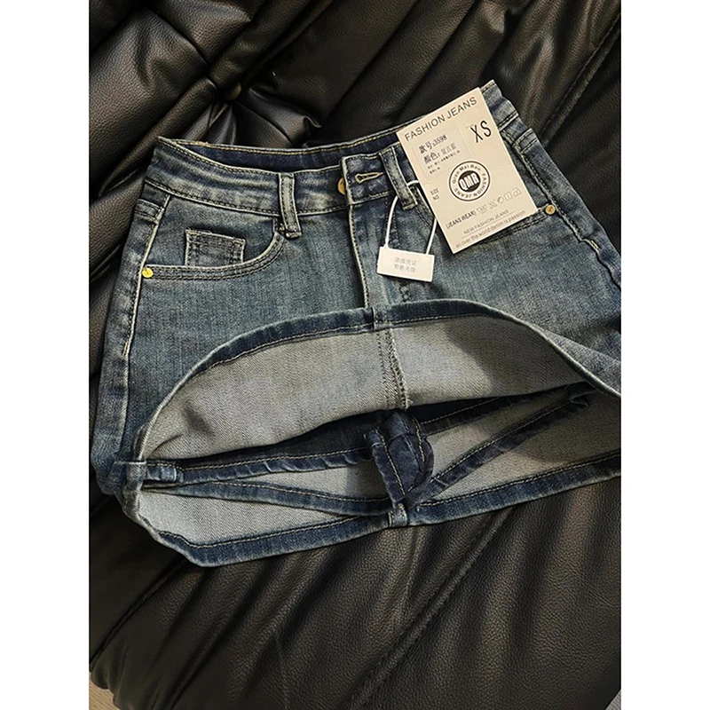 

ZHIZOU женская синяя джинсовая юбка трапециевидной формы Y2k джинсовые шорты юбки Harajuku 90-х годов винтажная мини-ковбойская юбка модная одежда 2000-х годов