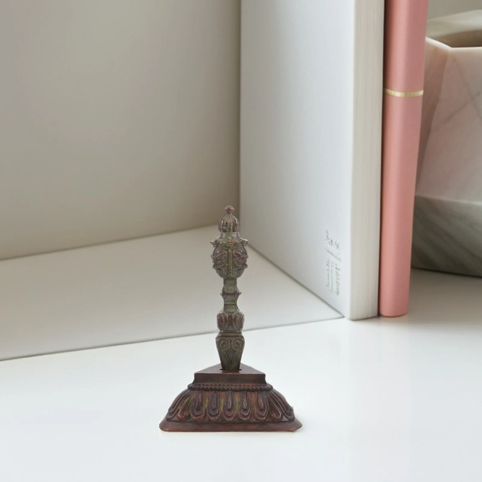 1 مجموعة البوذية التبتية فاجرا النحاس دورجي طقوس قطعة أثرية مع حامل ديكور المنزل البوذية رمز تمثال صغير #1