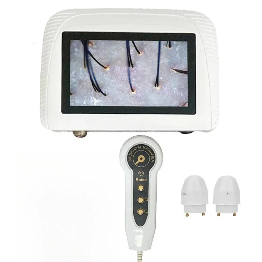 7 インチ頭皮検出器毛包油水分テスター 50X/200X ポータブル皮膚分析機スキンケアモニター充電式