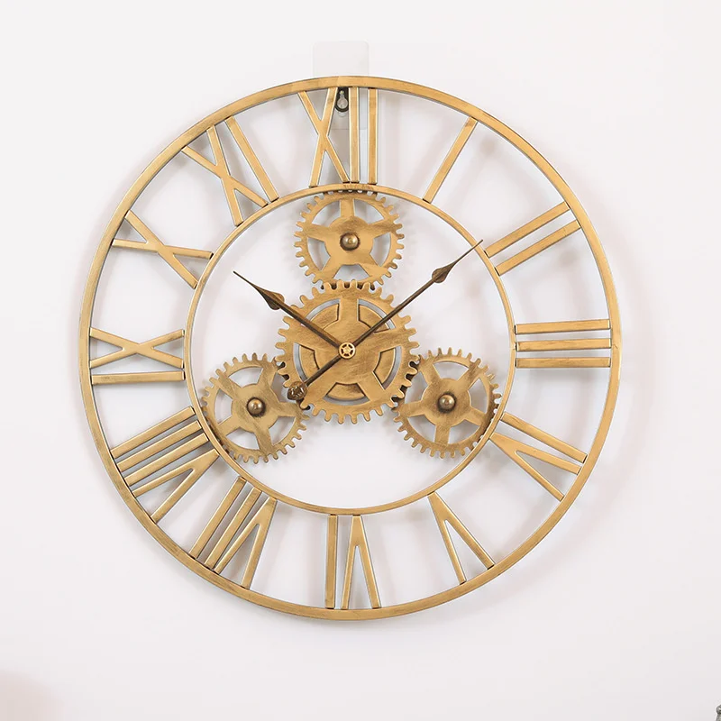 Retro Wall Clock 3D Decorative Luxury Art Big Gear Iron Vintage Large Wall Clock Handmade Oversized On The Wall For Gift