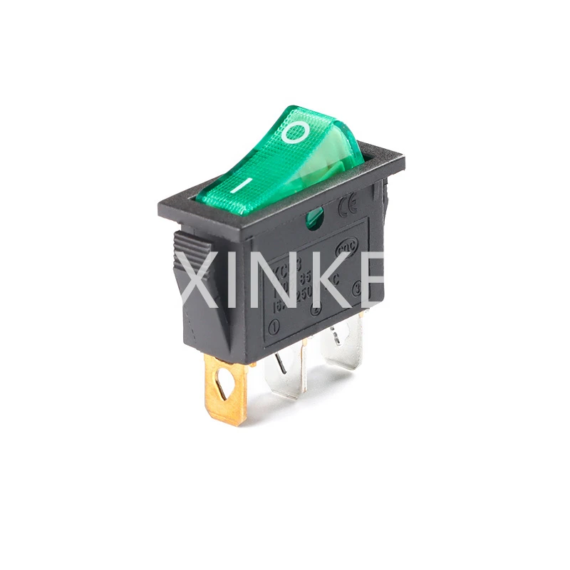 1pcs KCD3 Self-locking Rocker Switch ON-OFF 2 Position 3 Pin Electrical equipment With Light Power Switch 16A 250VAC/ 20A 125VAC