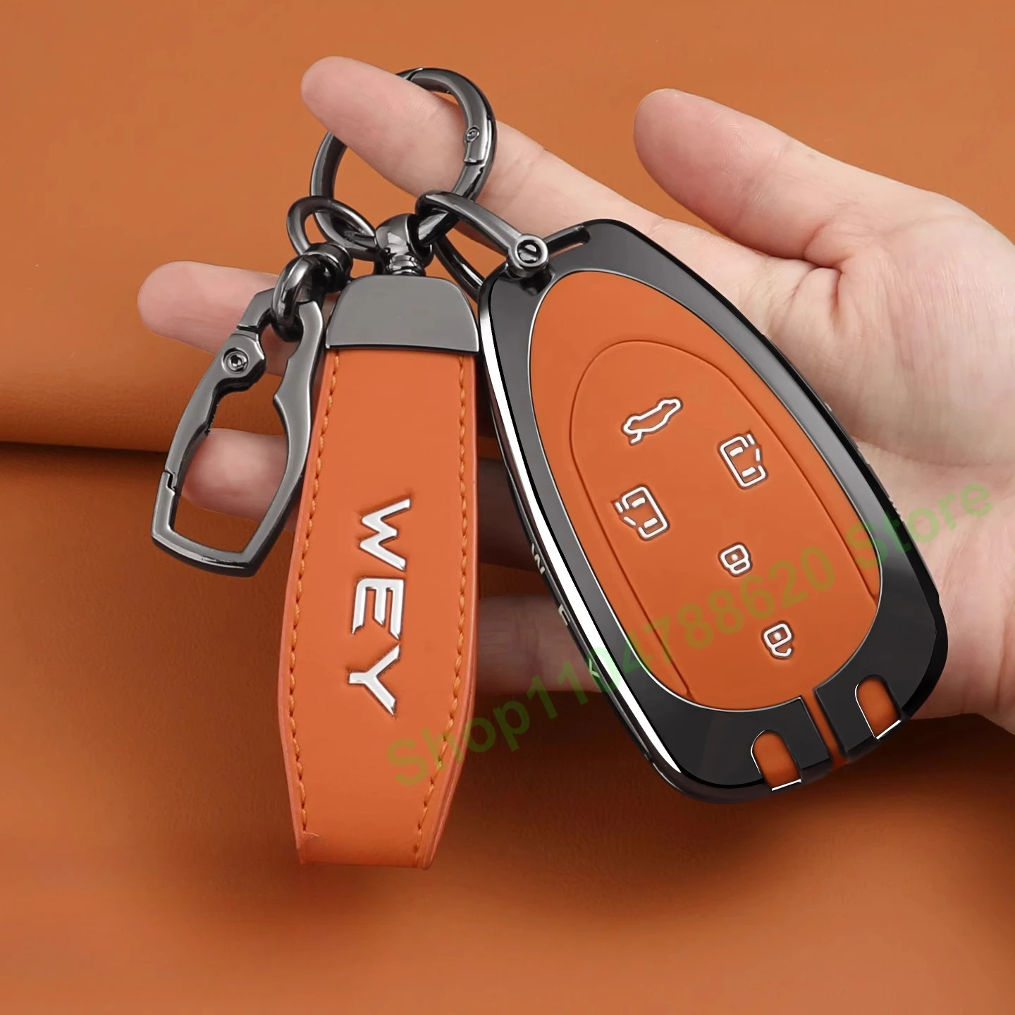 

Zinc Alloy Car Remote Control Key Case Protection Shell Keychain for Great Wall WEY Blue Mountain Alpine 8/9 Mocha Hi4