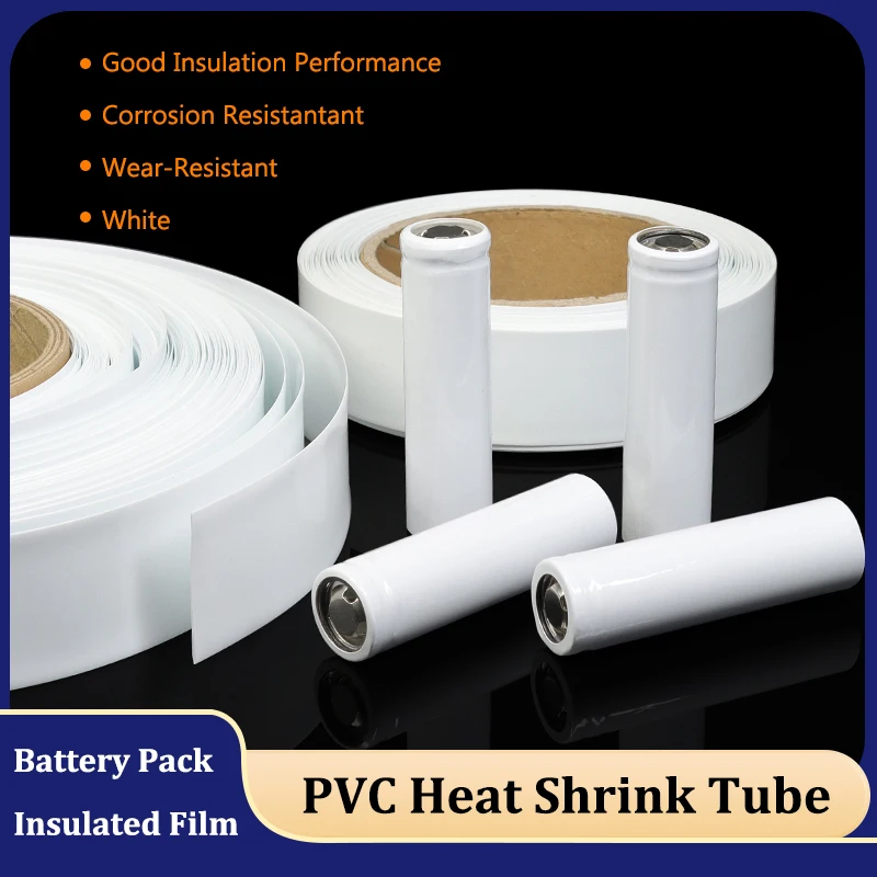 

White 7mm ~ 150mm Width PVC Heat Shrink Tube 18650 21700 Battery Pack Insulation Protection Film Wrap lithium Case Cable Sleeve