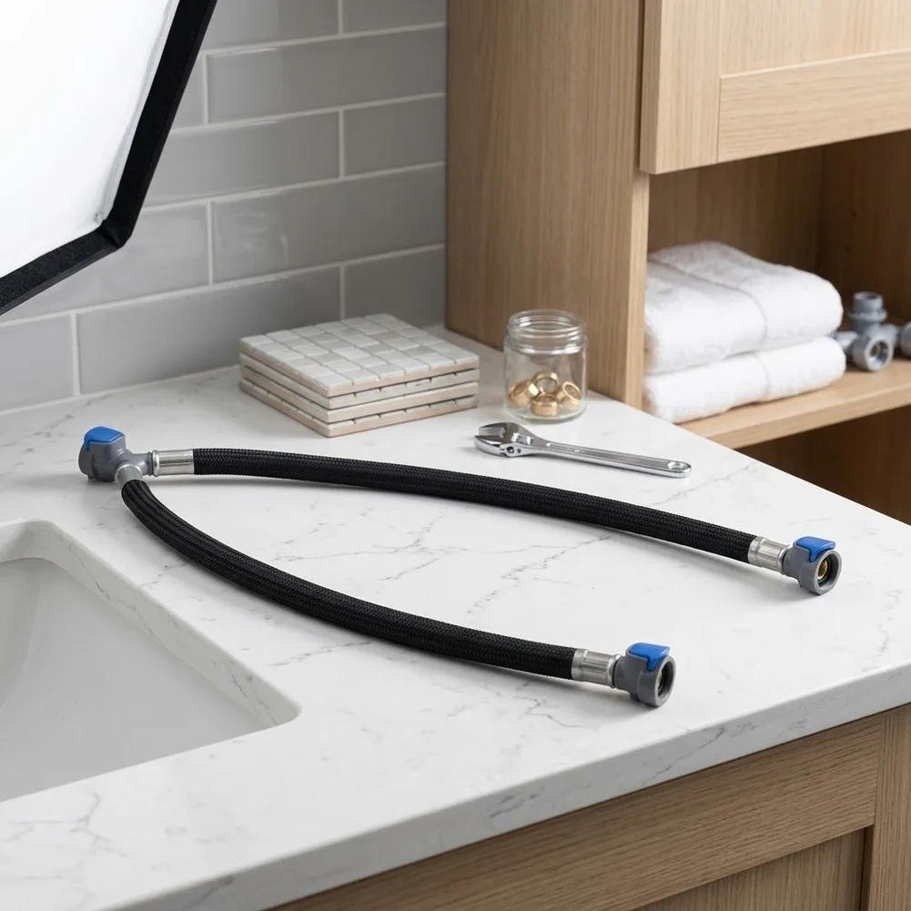 For Bathroom Faucet Installation Quick Connect Hose Hot Cold Supply Line High Durability Plastic Wear Resistant Material