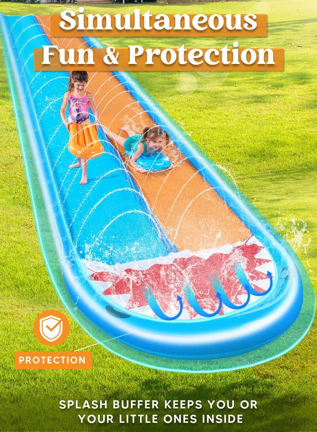 Custom Summer Kids Slip And Slide Lawn Inflatable Water Slides Toy With Bodyboard