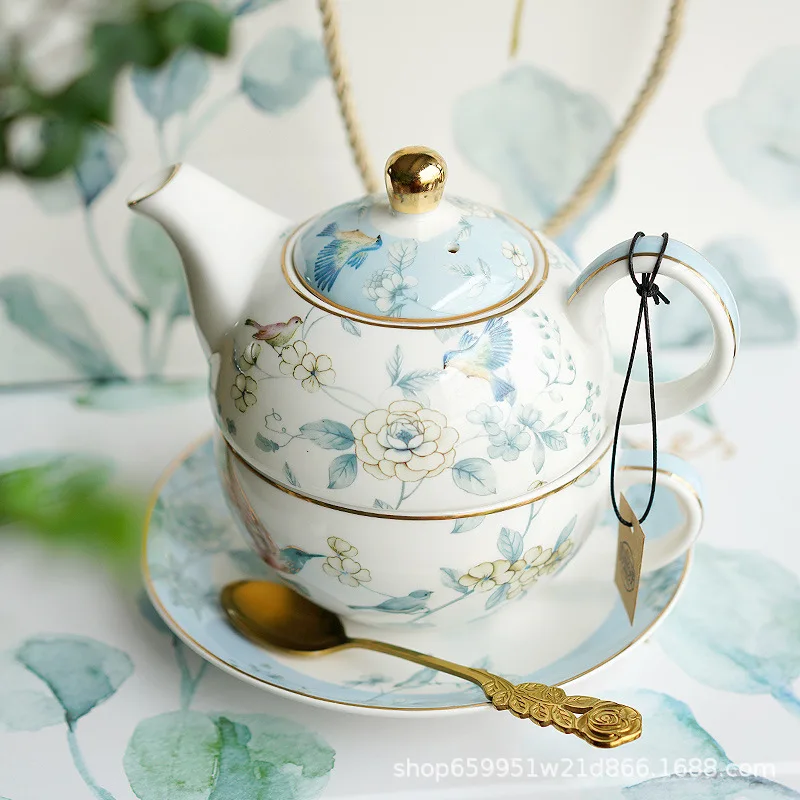 Creative English Teapot Afternoon Tea Set 1 Pot 1 Cup 1 Saucer with Spoon High-grade Exquisite Ceramic Tea Set Girlfriend Gift