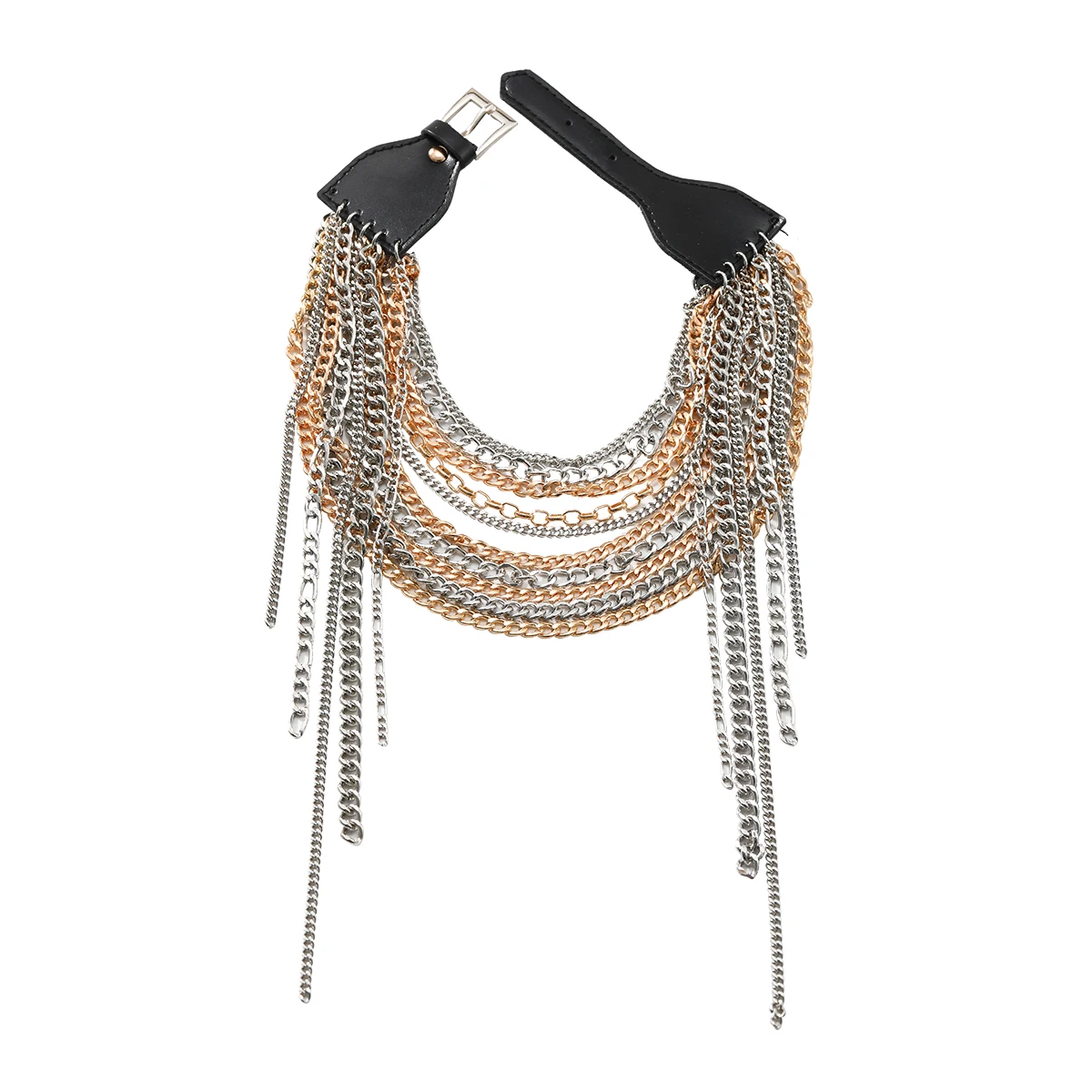 

ZAA 2024 New Multi-layer Metal Waterfall Chokers Necklace for Women Trendy Punk Collar Exaggerated Jewelry Accessories