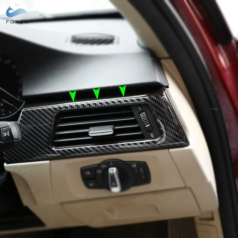 Carbon Fiber Car Interior Left Driver Side Air Conditioning Outlet Vent Cover Sticker Trim For BMW 3 Series E90 E92 E93 05-12