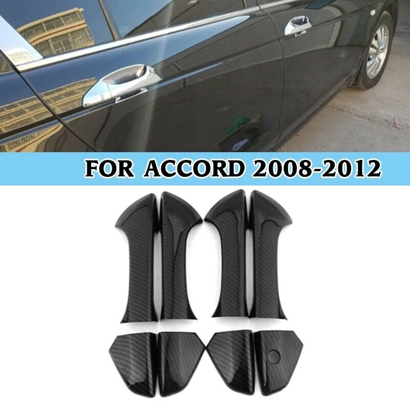 

Glossy Carbon Fiber Side Door Handle Covers Trims For 2008-13 Honda Accord Sedan