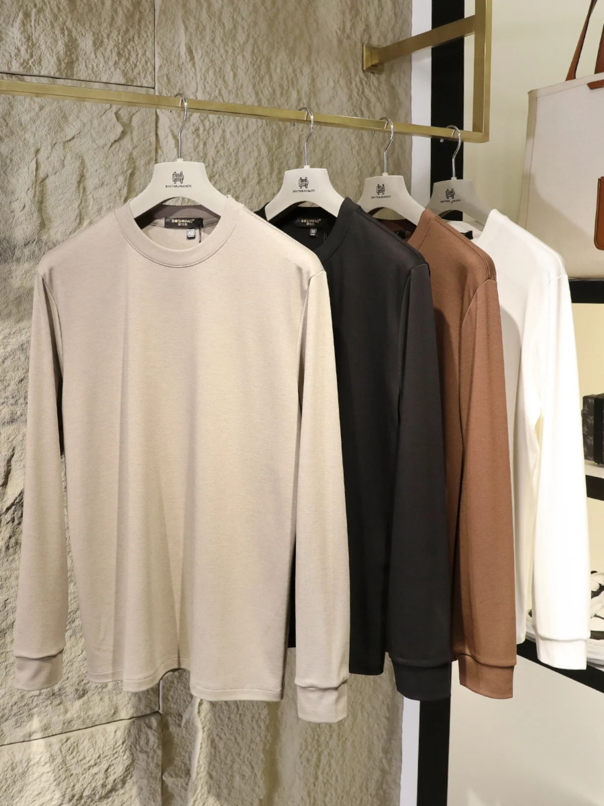 

Spring and Autumn New Wool Modal Blended Long Sleeve T-Shirt Men's Comfortable Bottom Shirt Top