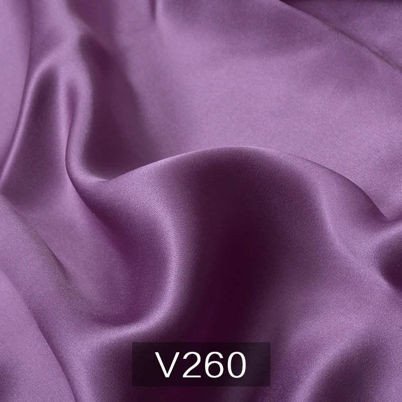 19mm HYSK 100% pure silk satin fabric plain dye bridal woven raw silk duchness stocks washable multicolor mauve purple for dress