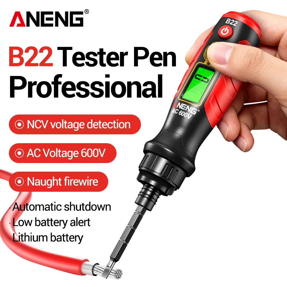 ANENG B22 Voltage Test Pen 30‑1000V Non‑Contact Retractable Bit Two‑way Ratchet Screwdriver Dual‑Color Display Electrician Tool