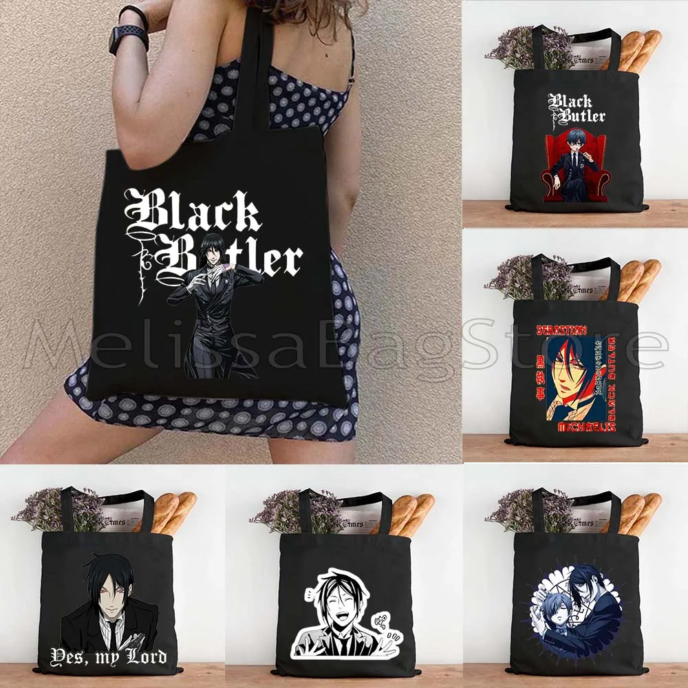 

Anime Sebastian Michaelis Japanese Black Butler Simply One Hell Of A Butler Canvas Shoulder Tote Bag Shopping Shopper Handbag