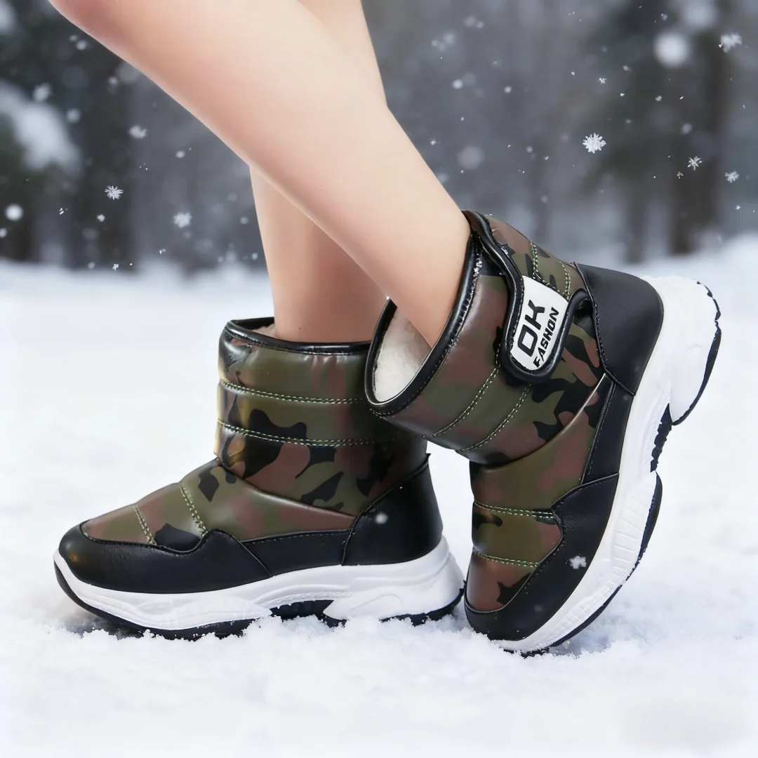 

Kids' Casual Shoes Snow Boots Ankle Boots PU Leather Winter Shoes For Girls Velcro Anti-slip Warm Pink Pink Red Shoes Size 26-37