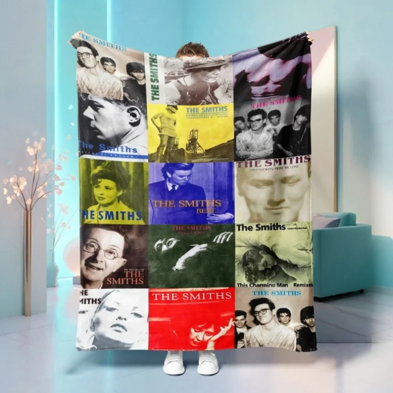 Customize 230GSM The Smiths Album Collage Theme Flannel Blanket | Autumn and Winter Quick Warming Essential, Lightweight and Ver