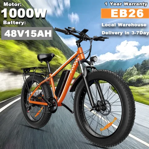 ELBIKE 1000W TOPPKRAFT 48V15AH ELCYKLAR Dubbla STÖTDÄMPARE 26-TUMS TERRÄNG ELCYKEL MED FETTDÄCK 8 best sales EU-lager fatbike - №2
