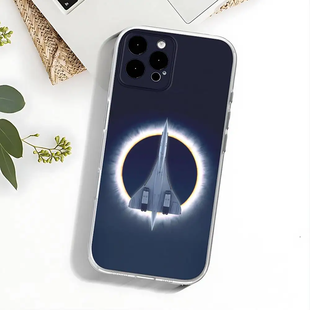 Concorde Air France Handyhülle für iPhone 17,16,15,14,13,12,11 Pro,Max,Plus,X,XS,XR,SE4,E Mini Transparent Soft Cover