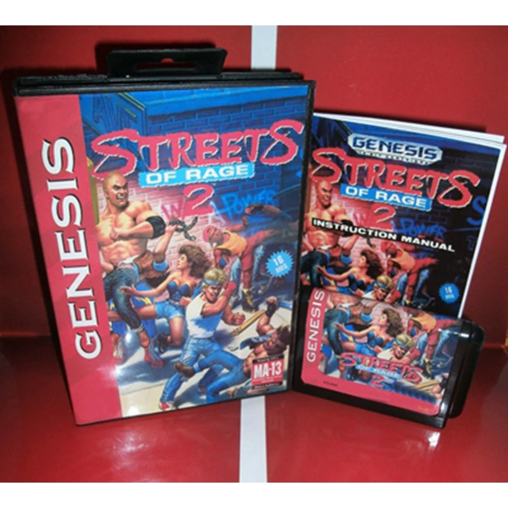 New Arrival Streets Of Rage 2 16bit MD Game Card With Retail Box & Manual Book For Sega Mega Drive/ Genesis