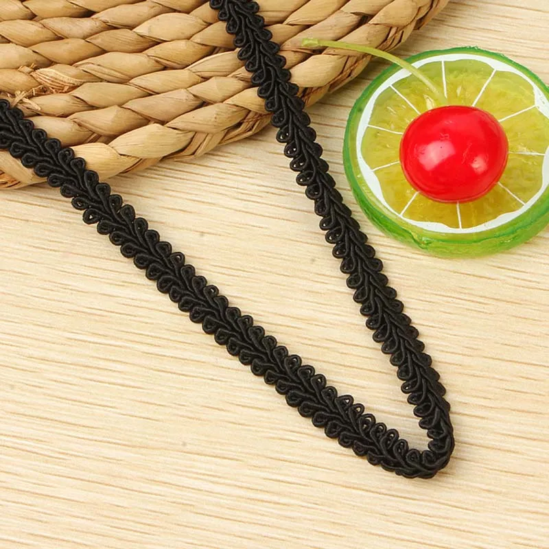 50Yards Centipede Lace Trim 7mm Wide White Black Ribbon Sewing Lace Kintted Fabric Handmade DIY Craft Accessories