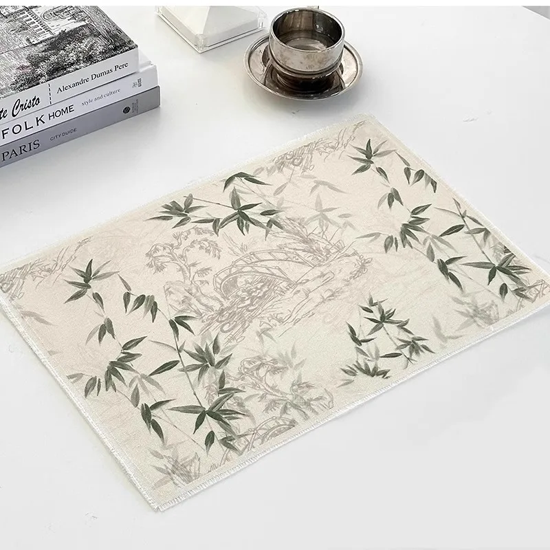 

2pcs Premium Cotton-Linen Table Mat Set - Waterproof & Heat-Resistant Decorative Placemats with Coasters for Coffee and Dining