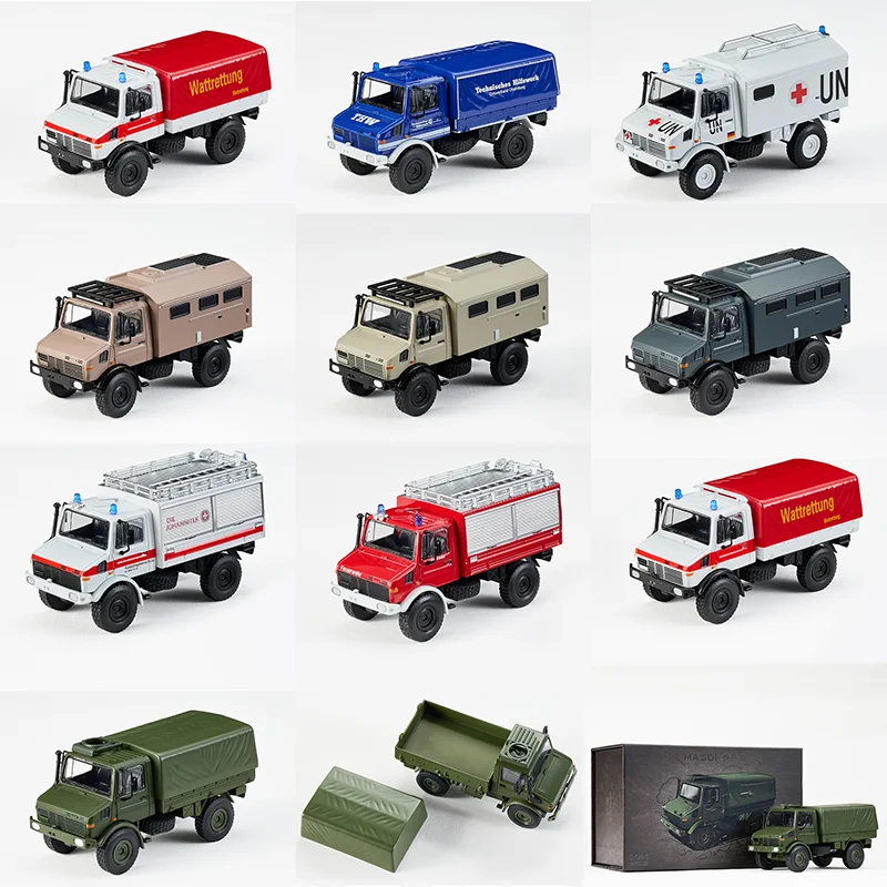 

MASSDI 1:64 Unimog U1300L Van/Water Civilian Ambulance/Off-road/Fire Engine Alloy Car Model Boy Collection Souvenir Gift Display