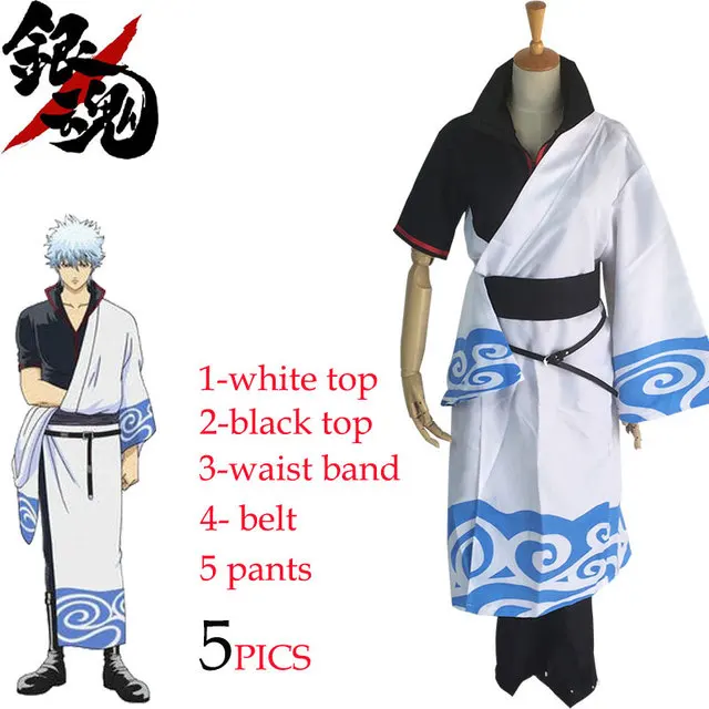 Anime  Cosplay Costumes Sakata Gintoki Cosplay Costume Kimono Halloween Carnival Party Silver Soul Cosplay Costume Wigs