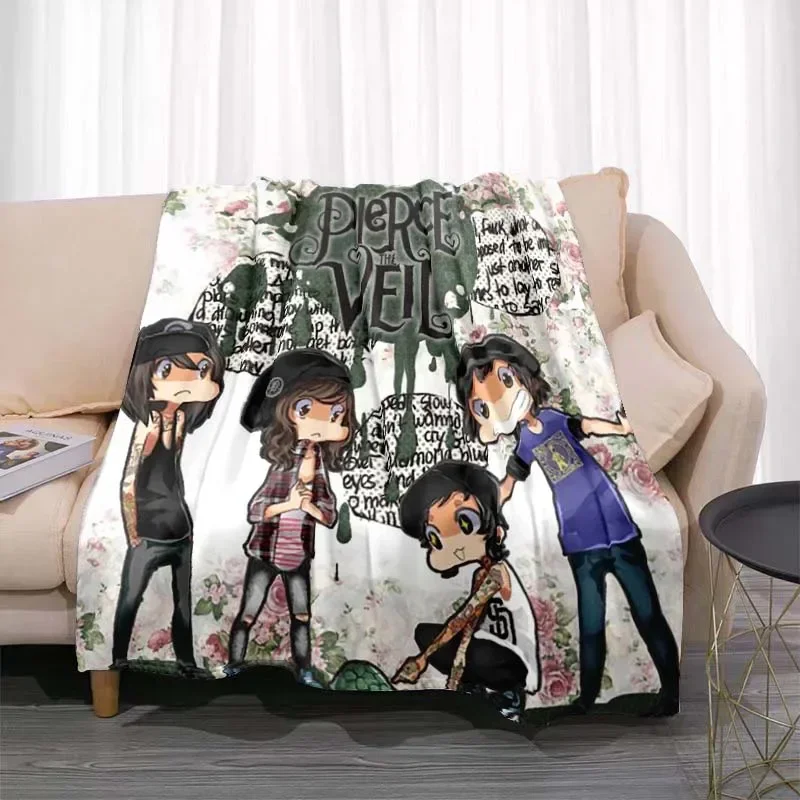 Pierce The Veil Band Printed Flannel Blanket Soft Kid Warm Plush Throw Blanket for Bed Bedroom Sofa Bed Picnic Blanket Fan Gift