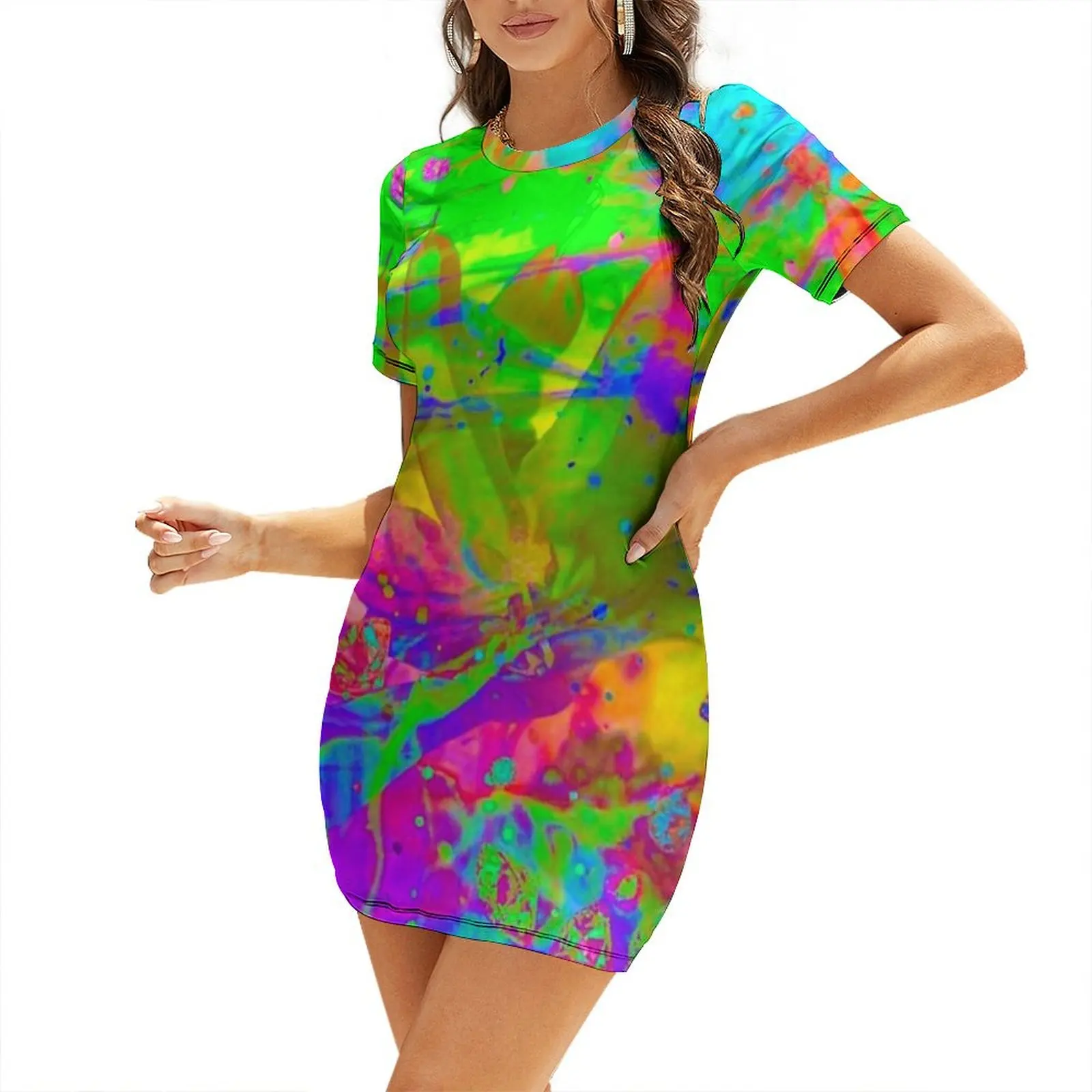 

Neon Florals 103 Short Sleeved Dress dresses for womens 2025 dresses for women Elegant gown Dress