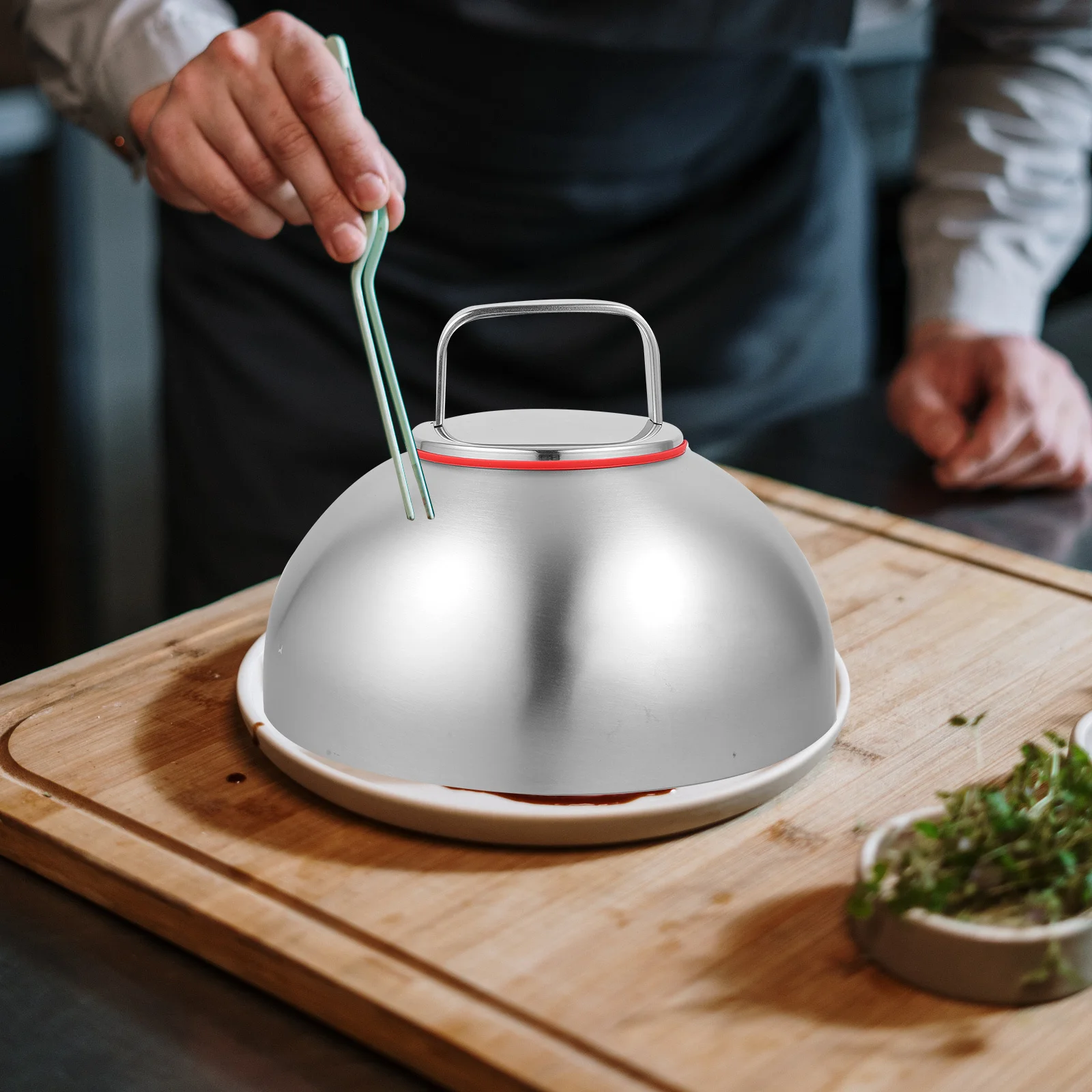 

Stainless Steel Food Dome Cover Anti-Oil Rust-Proof Kitchen Serving Lid For Steak Bbq Fresh Keeping Household Meal