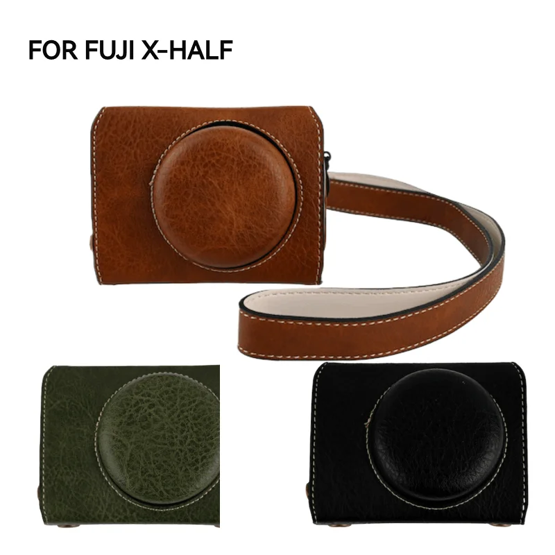 

FULL Package Lichee Pattern PU Leather Case for Fujifilm X-half Fuji Xhalf Camera Storage Bag Protective Shell Shoulder Strap
