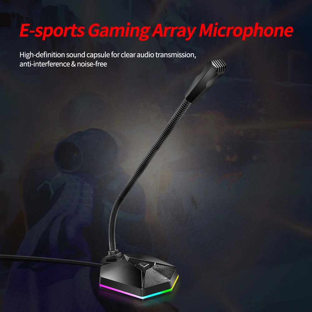 RGB-Backlit Computer Condenser Microphone for Online Classes Live Streaming Karaoke for Gaming and Office Use Voice Microphone