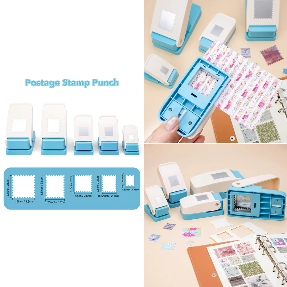 

Bundle Deal Postage Stamp Puncher Scalloped Square/rectangular Stamp Hole Punch Lever Action Craft Punch for Diy Card Crafting
