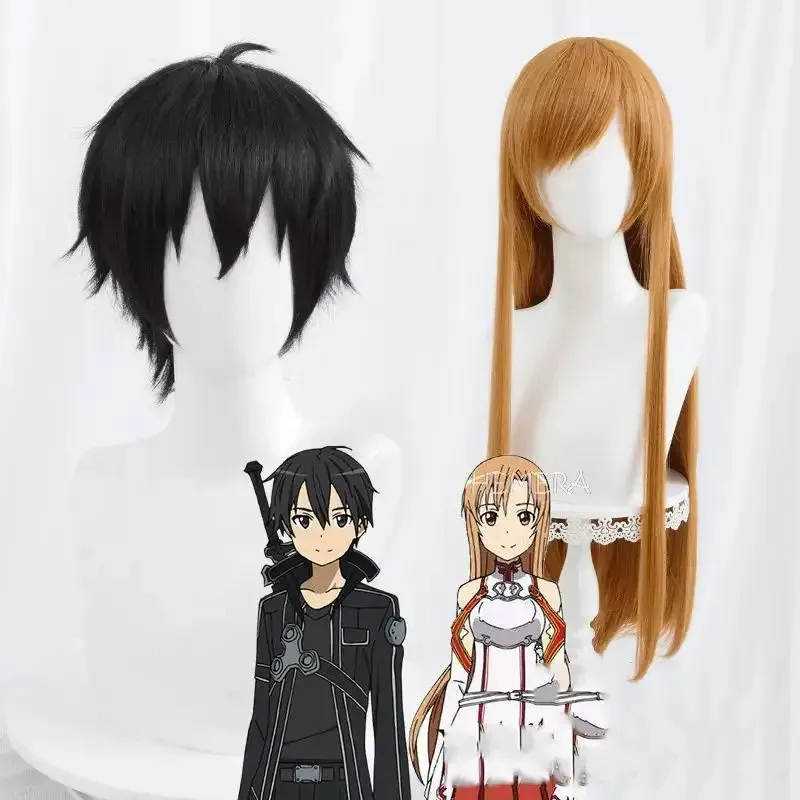 

2025 аниме Sword Art Online AsunaYuuki Kirito, черный короткий синтетический парик для косплея