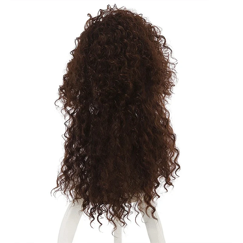 Bellatrix Lestrange Cosplay Perruque pour Adulte, Cheveux Synthétiques, Longs, Bouclés, Bruns, Degré de Chaleur, Accessoires d'Halloween, Unisexe, Film